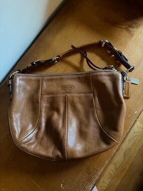Coach Tan Pebbled Leather Shoulder Bag